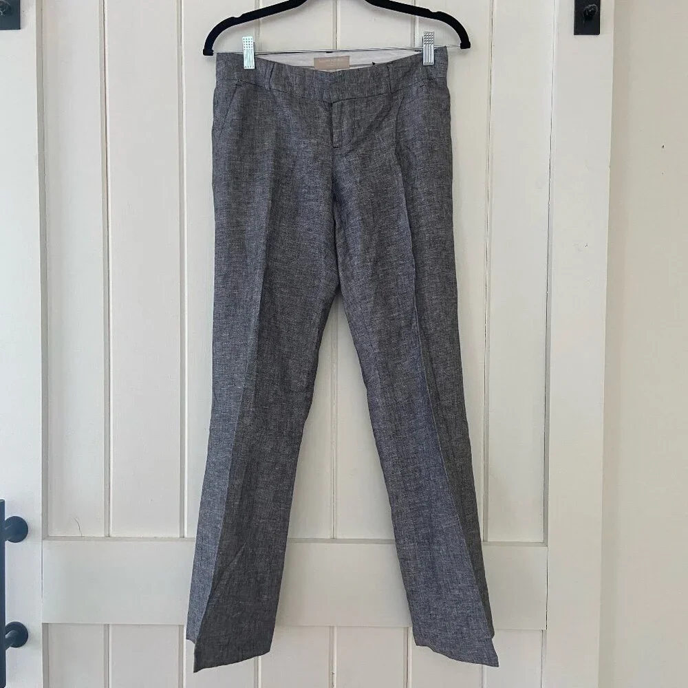 Banana Republic Trousers Size 2P Gray Linen Cotton Career Office Business Corp